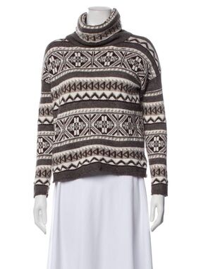 Ralph Lauren Brown & Cream Geometric Turtleneck Sweater